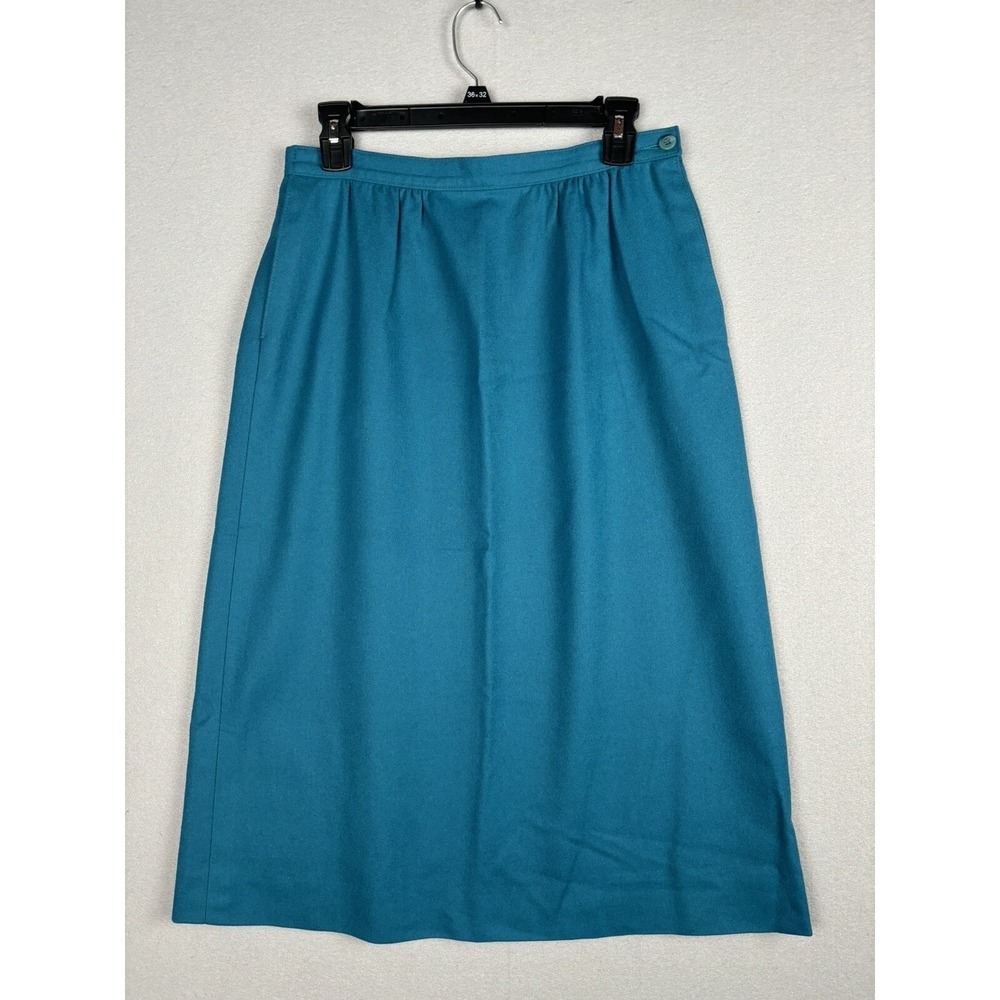 Vintage Pendleton Women's Skirt 10 Green Pure Wool Lined Pockets Pencil USA 7533